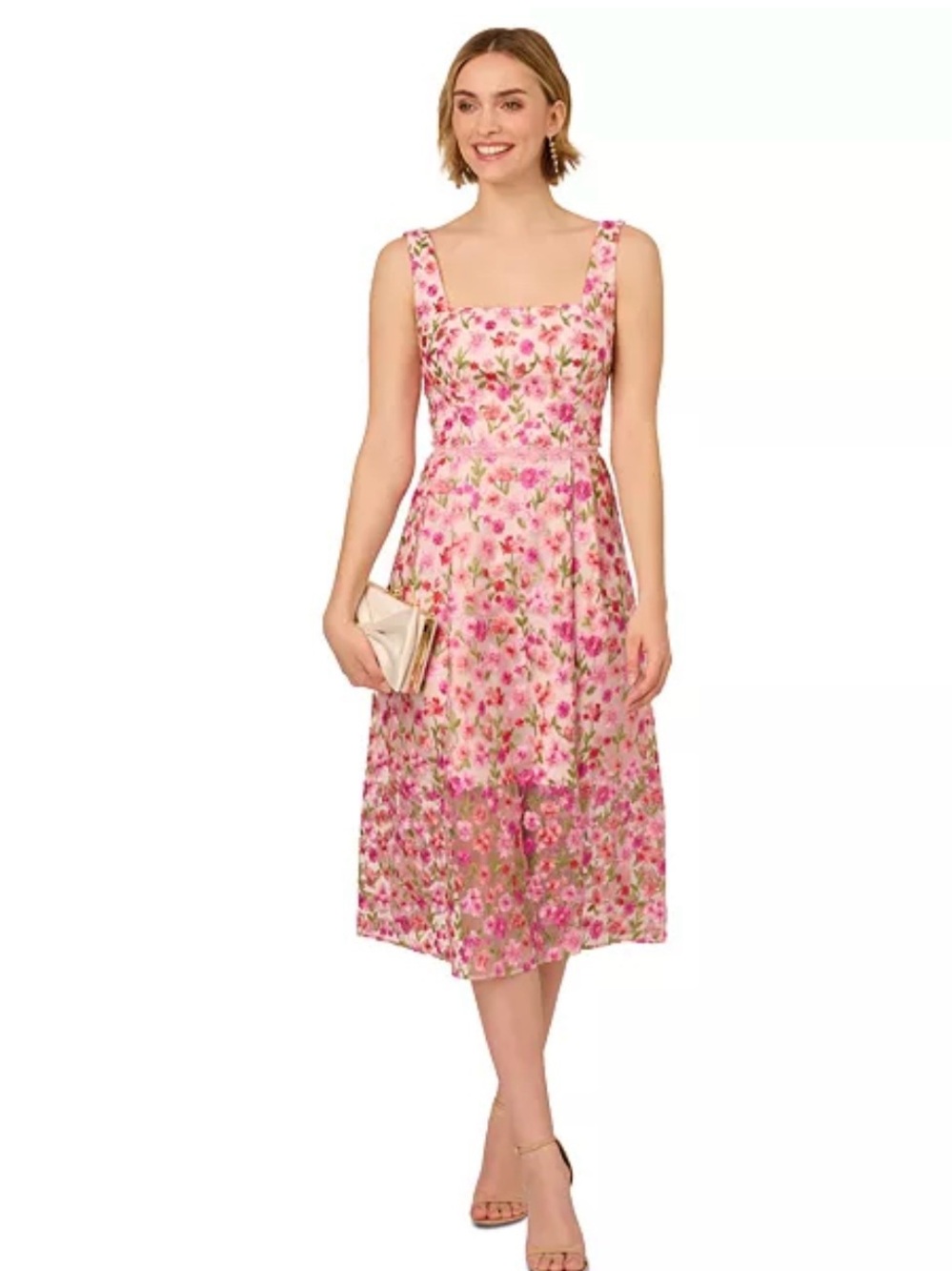 Adrianna Papell NWT Sz 6 Embroidered Square Neck Dress Ret $199 Macy’s Buy